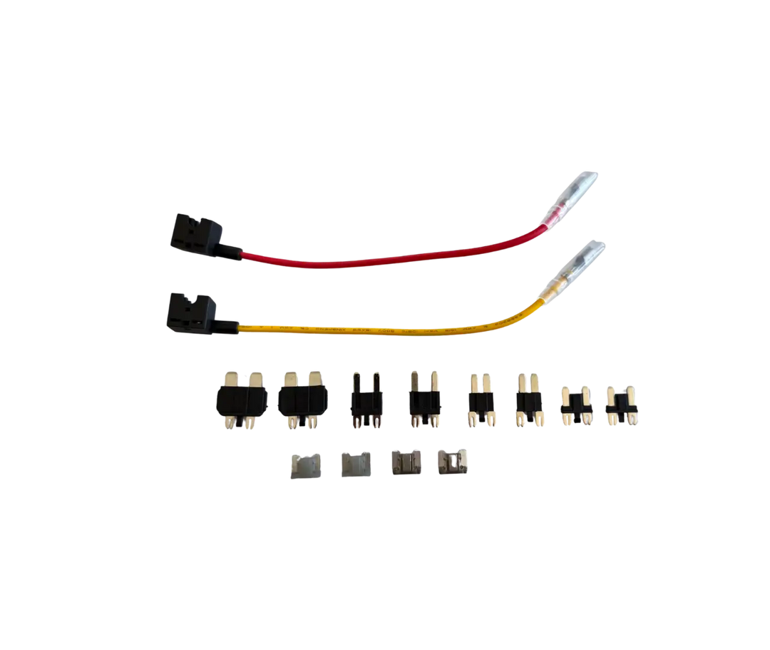 Photo of a Fuse Tap Kit (ATC, Mini, Micro, Micro2 + 4x2A fuses) which comes included with the DriveVision Dash Cam.